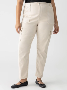 High-rise waist Organic Cotton Sculpted Hayden Cargo Standard Rise Pant Toasted Almond Extended Sizing