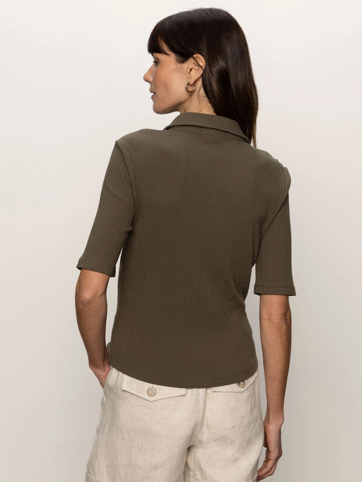 Versatile Knit Half Sleeve Ribbed Knit Shirt Kalamata