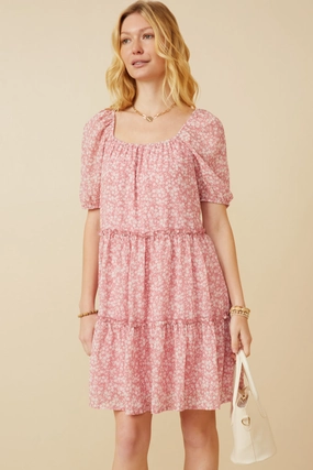Flared shape Ditsy Floral Ruffled Tier Dress