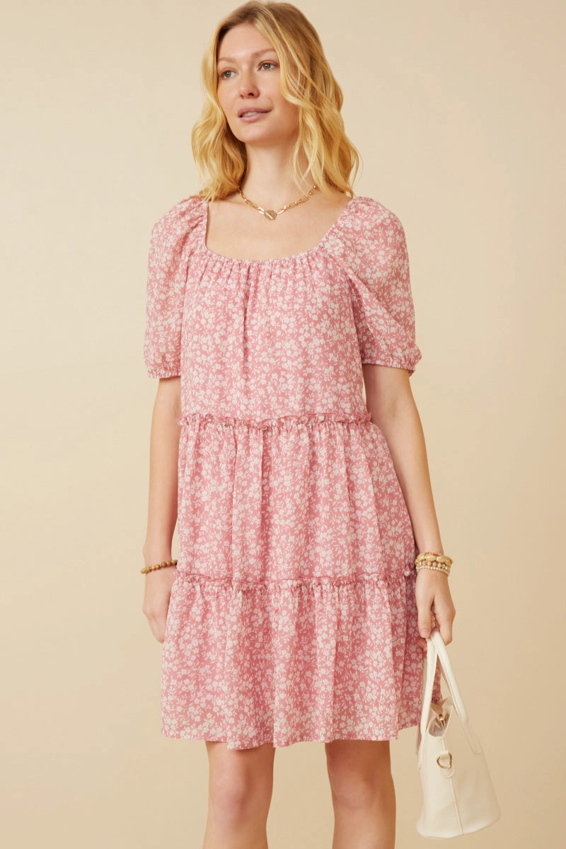 Polished Layer Ditsy Floral Ruffled Tier Dress