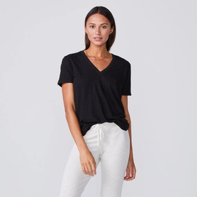 Fun and Playful Textured Tri-Blend Relaxed V Neck Tee