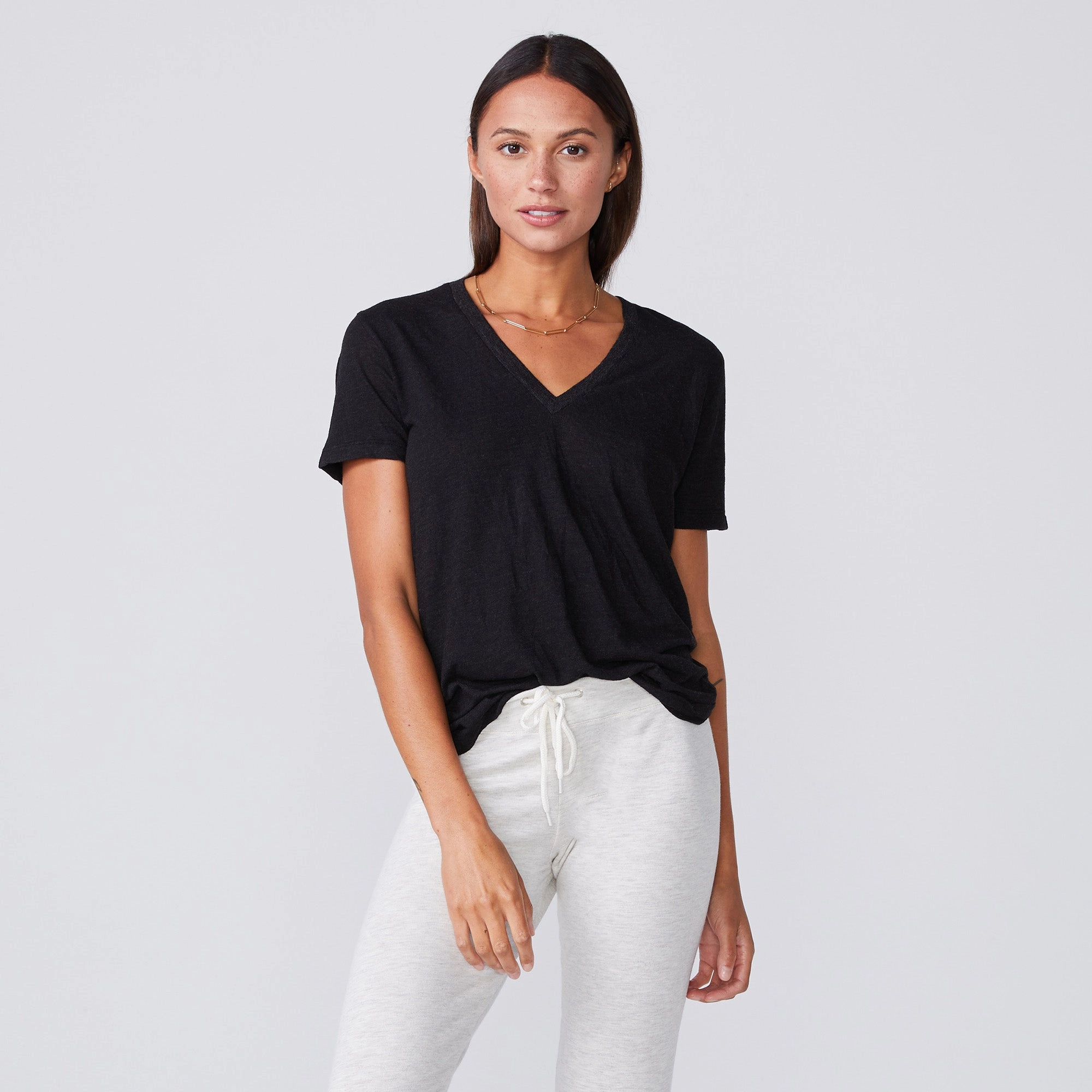Fun and Playful Textured Tri-Blend Relaxed V Neck Tee