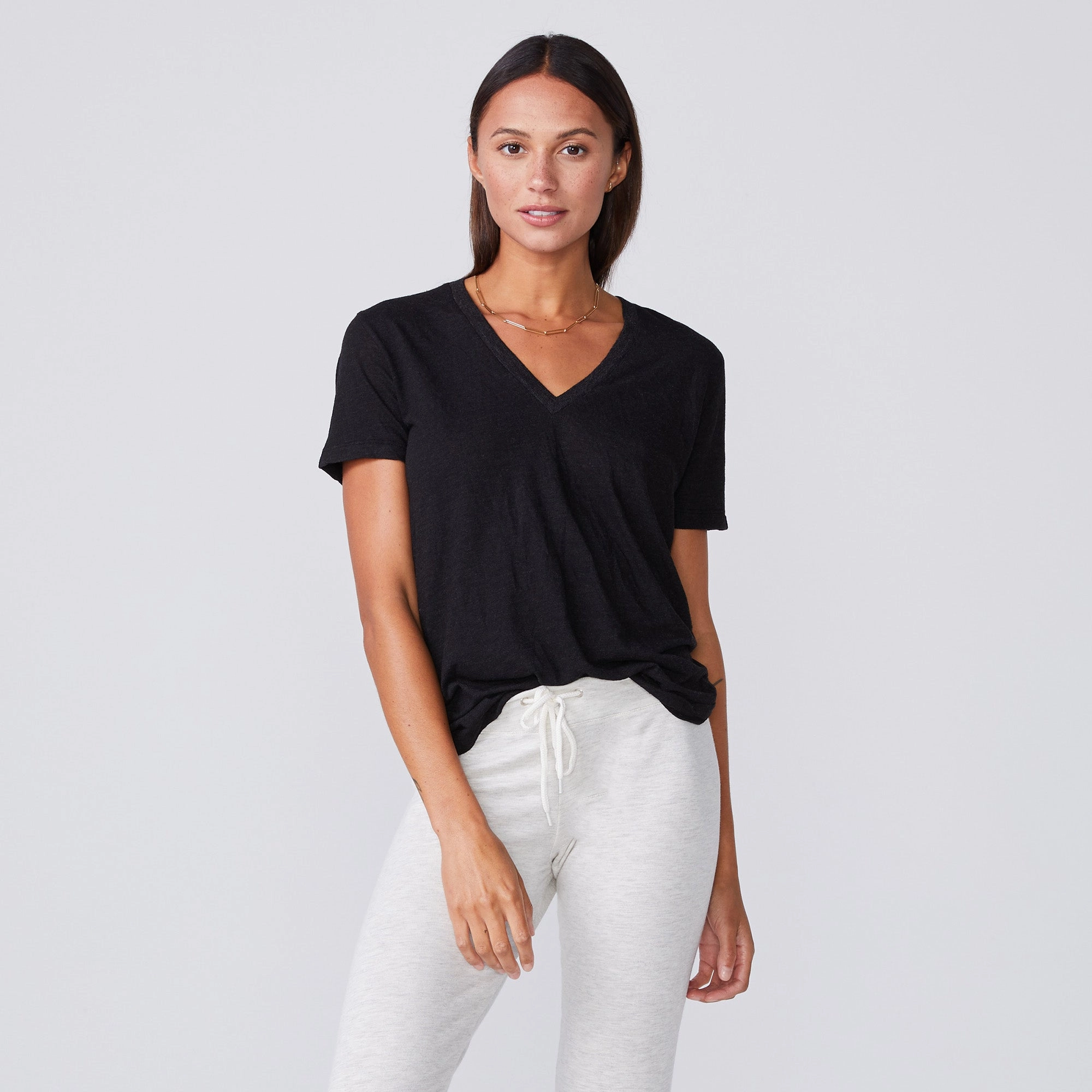 Versatile Style Textured Tri-Blend Relaxed V Neck Tee