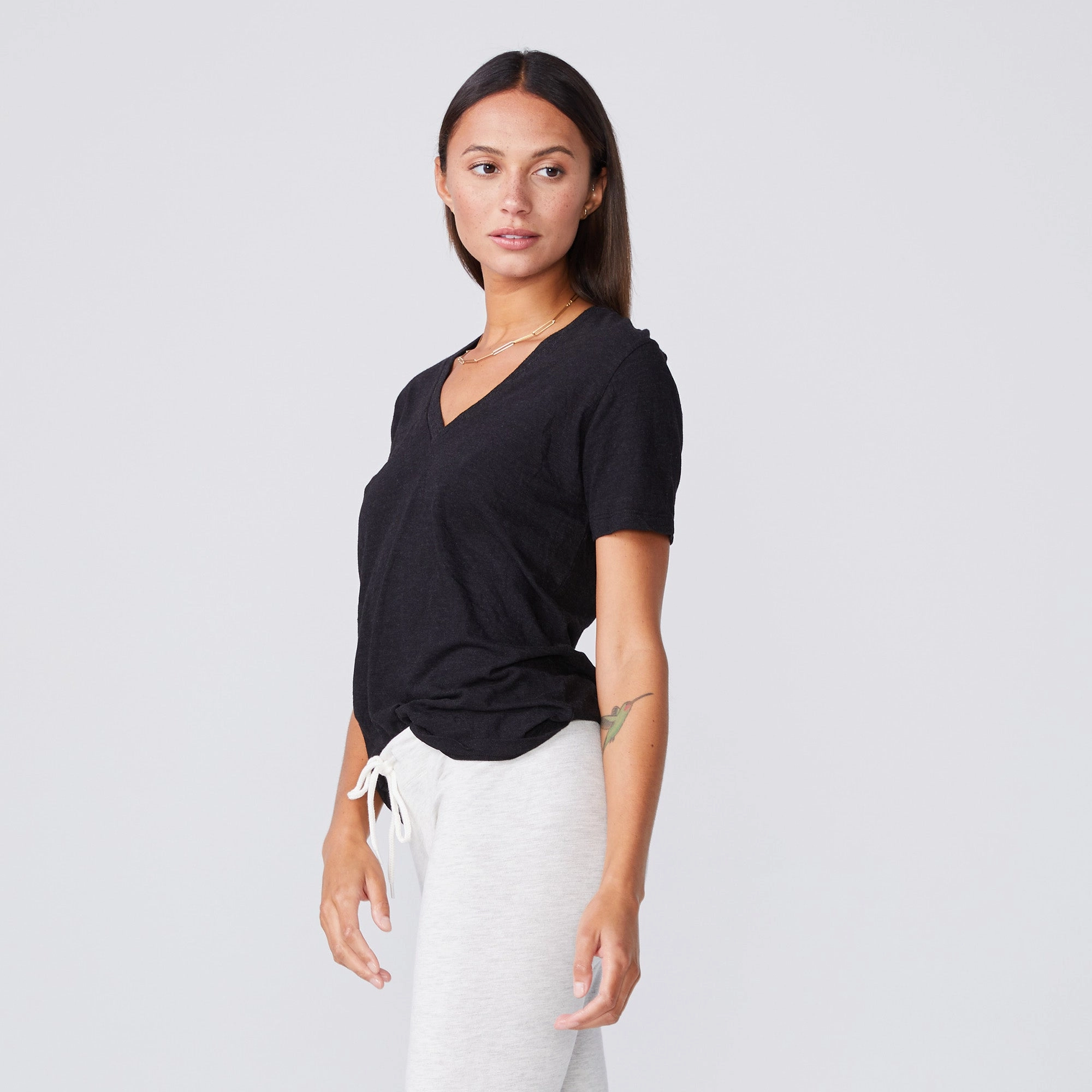 Versatile Style Textured Tri-Blend Relaxed V Neck Tee