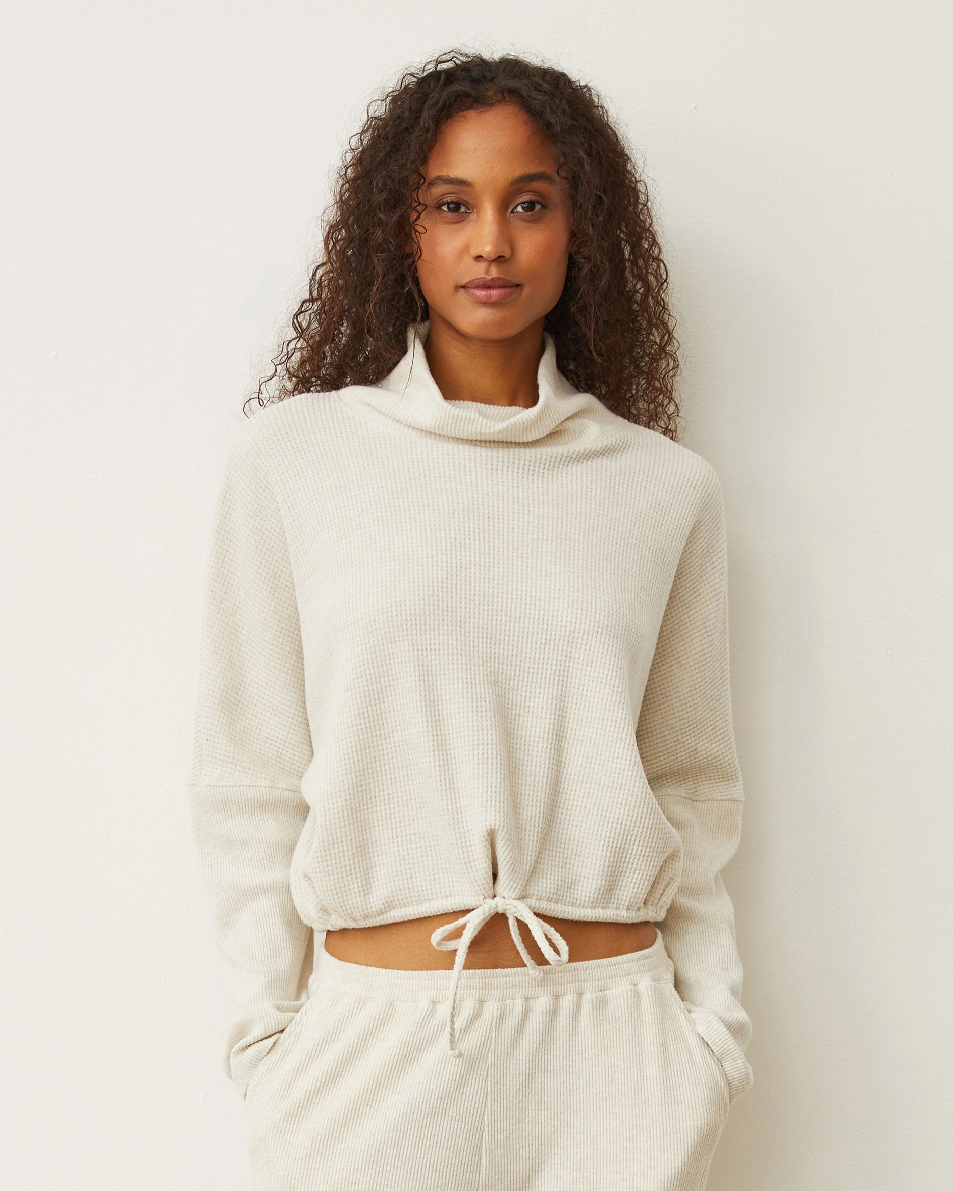 Versatile Trend Brushed Thermal Drawcord Waist Sweatshirt