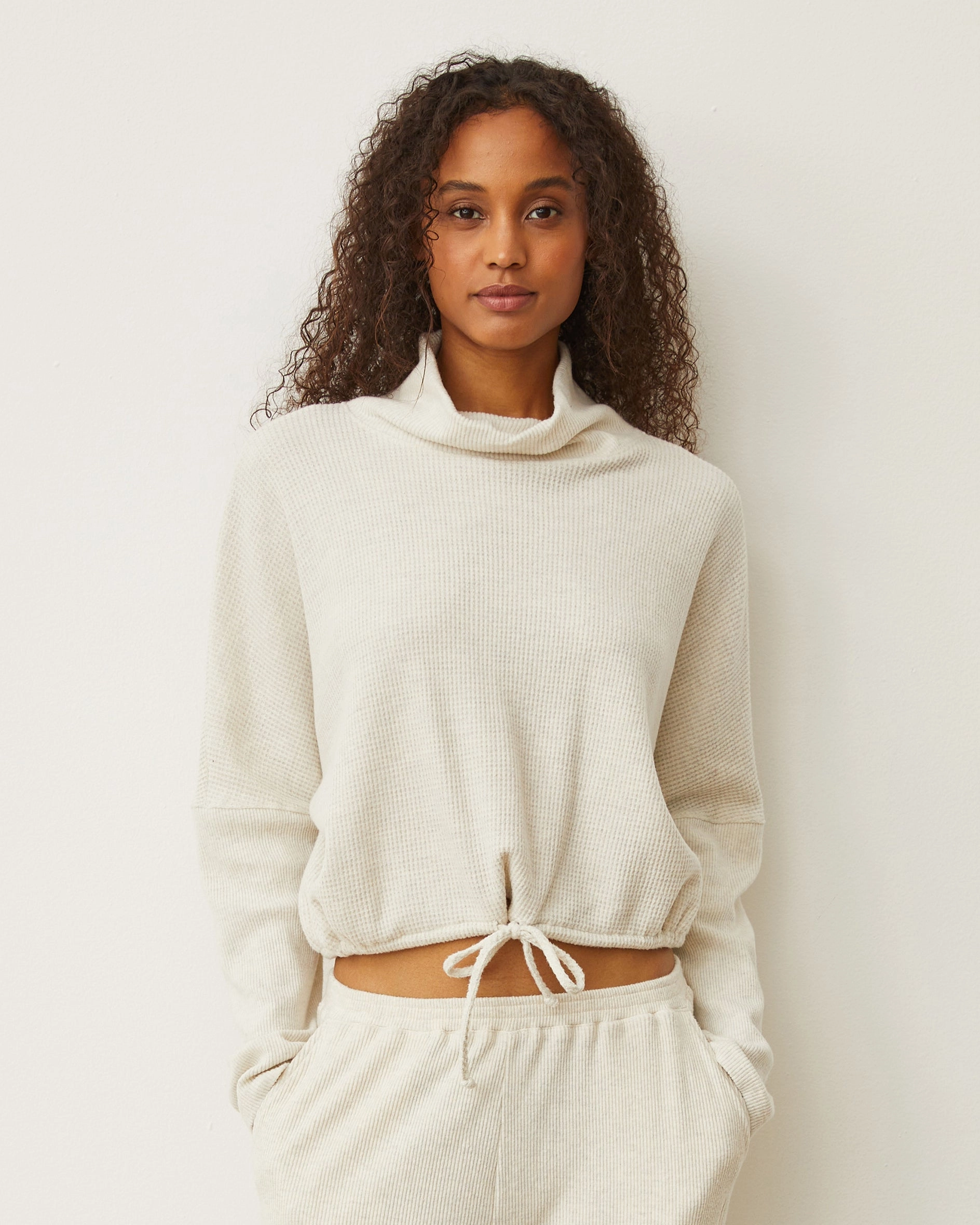 Versatile Trend Brushed Thermal Drawcord Waist Sweatshirt