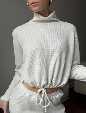 Brushed Thermal Drawcord Waist Sweatshirt Recycled Material