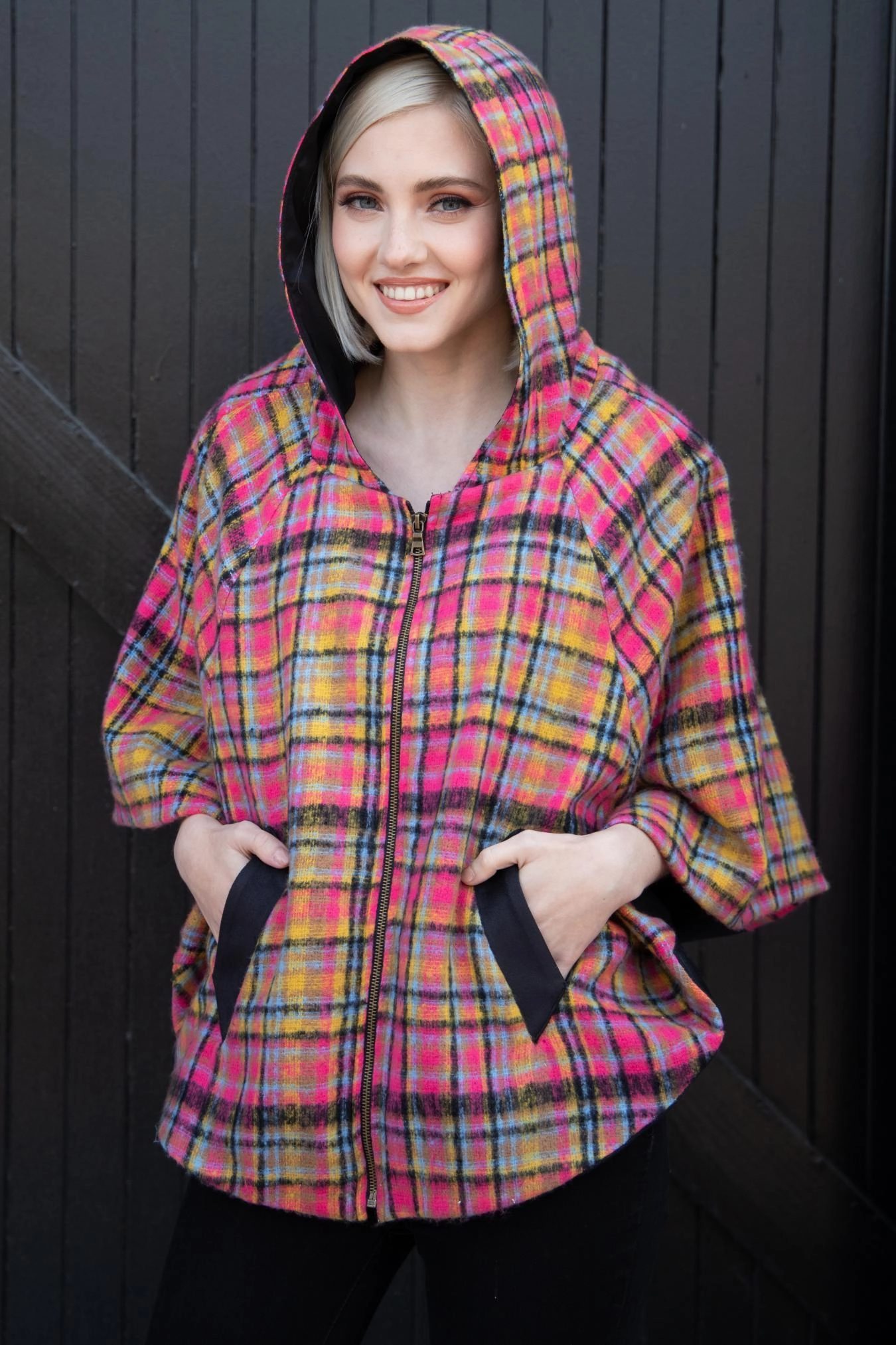 Mari Cape - Pink Plaid Versatile Coat