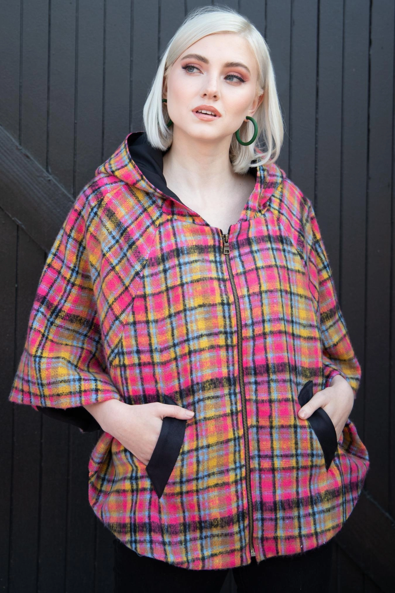 Versatile Wear Mari Cape - Pink Plaid