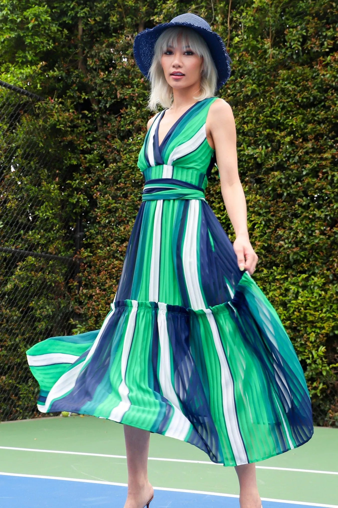 Vibrant Style Candille Dress -Courtside Stripe