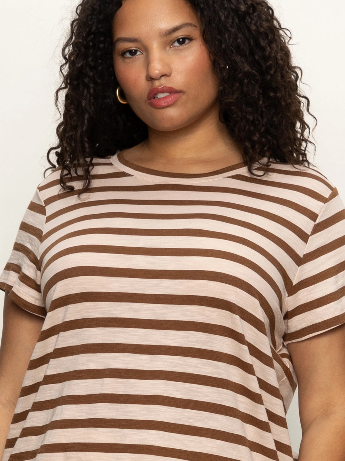 The Perfect Tee Earth Pink / Sepia Stripe Extended Sizing Versatile Look Fresh Street