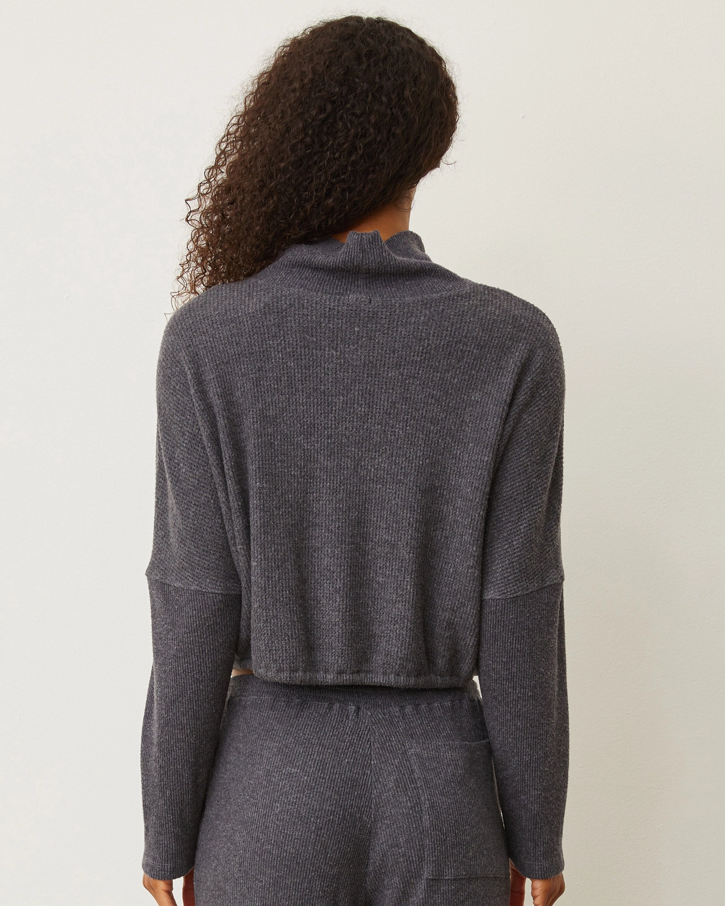 Vibrant Styles Brushed Thermal Drawcord Waist Sweatshirt