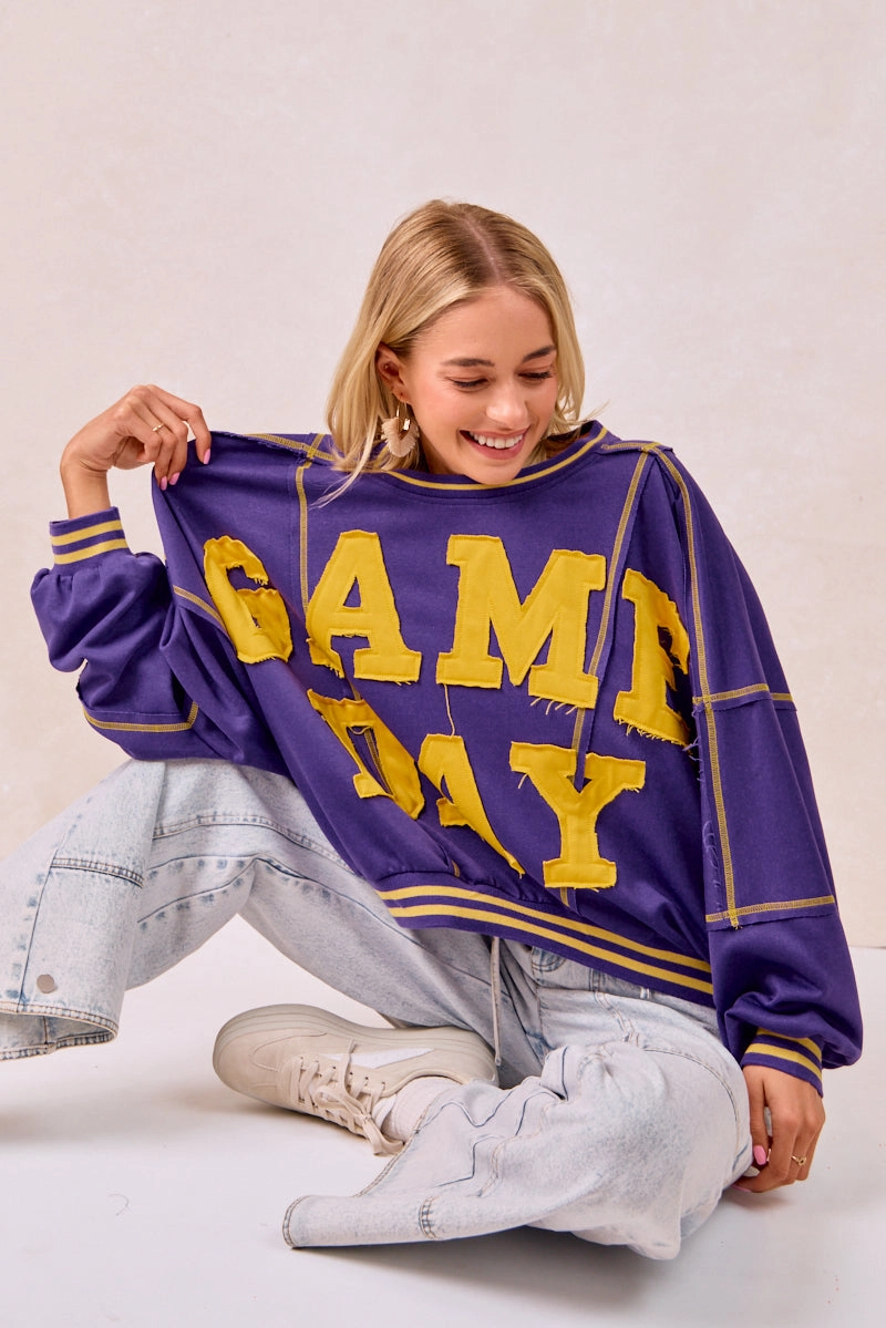 IT3795G-10 | GAMEDAY PATCHWORK STITCH FRENCH TERRY SWEATSHIRT Daily Commute