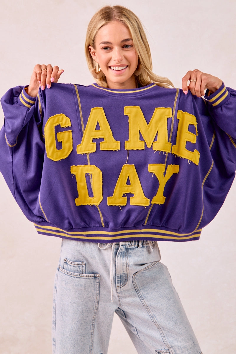IT3795G-10 | GAMEDAY PATCHWORK STITCH FRENCH TERRY SWEATSHIRT Warm Layer Option