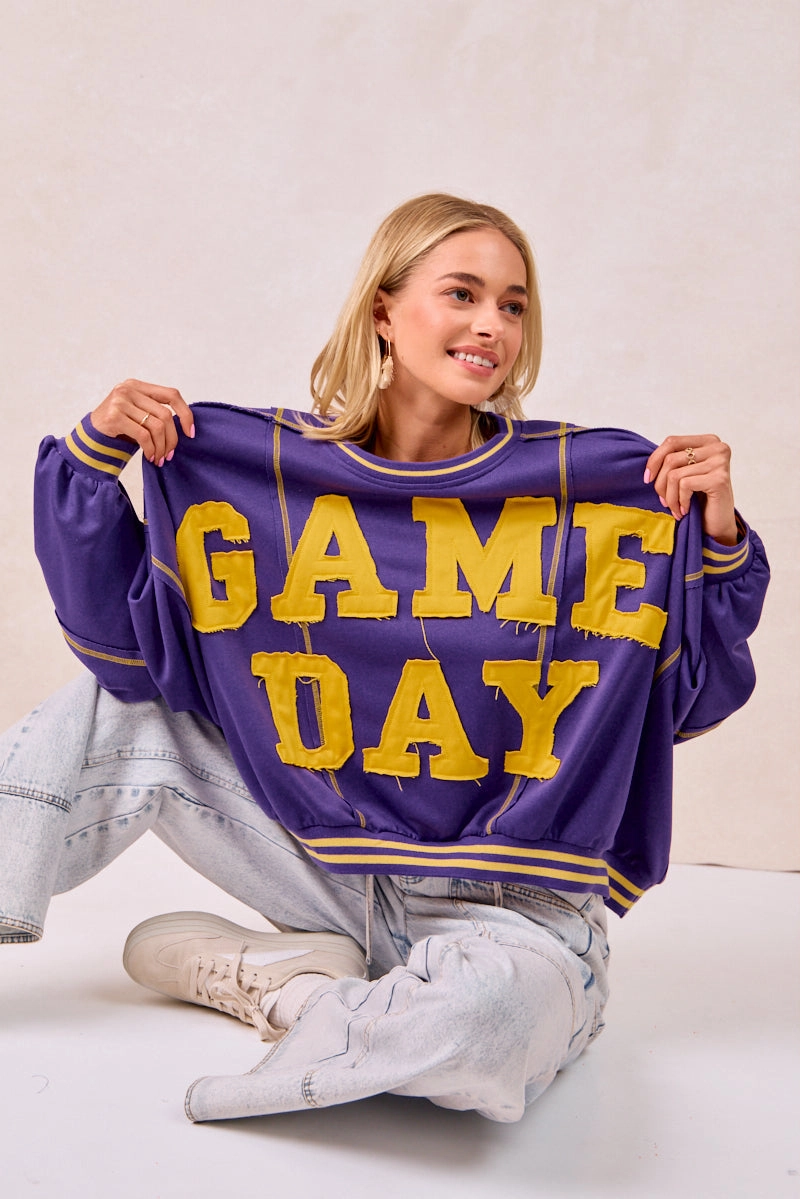IT3795G-10 | GAMEDAY PATCHWORK STITCH FRENCH TERRY SWEATSHIRT Waterproof Fabric