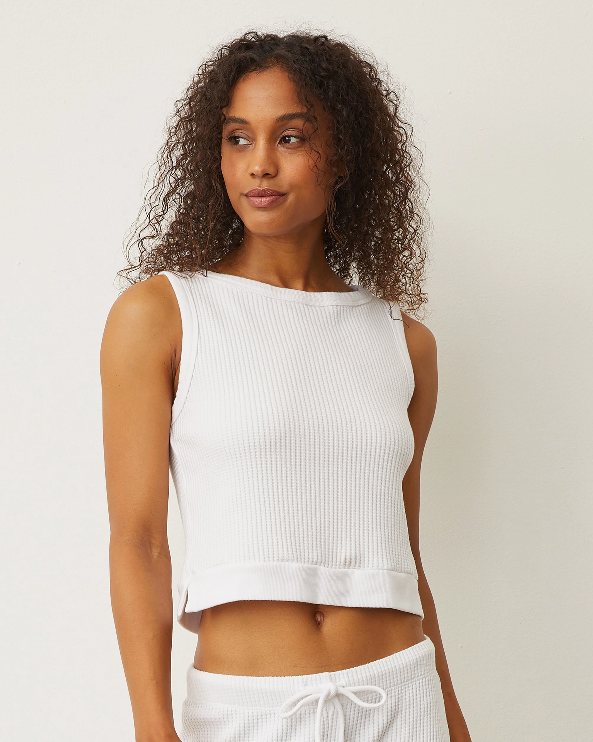 Waffle Boxy Tank Sports Casual