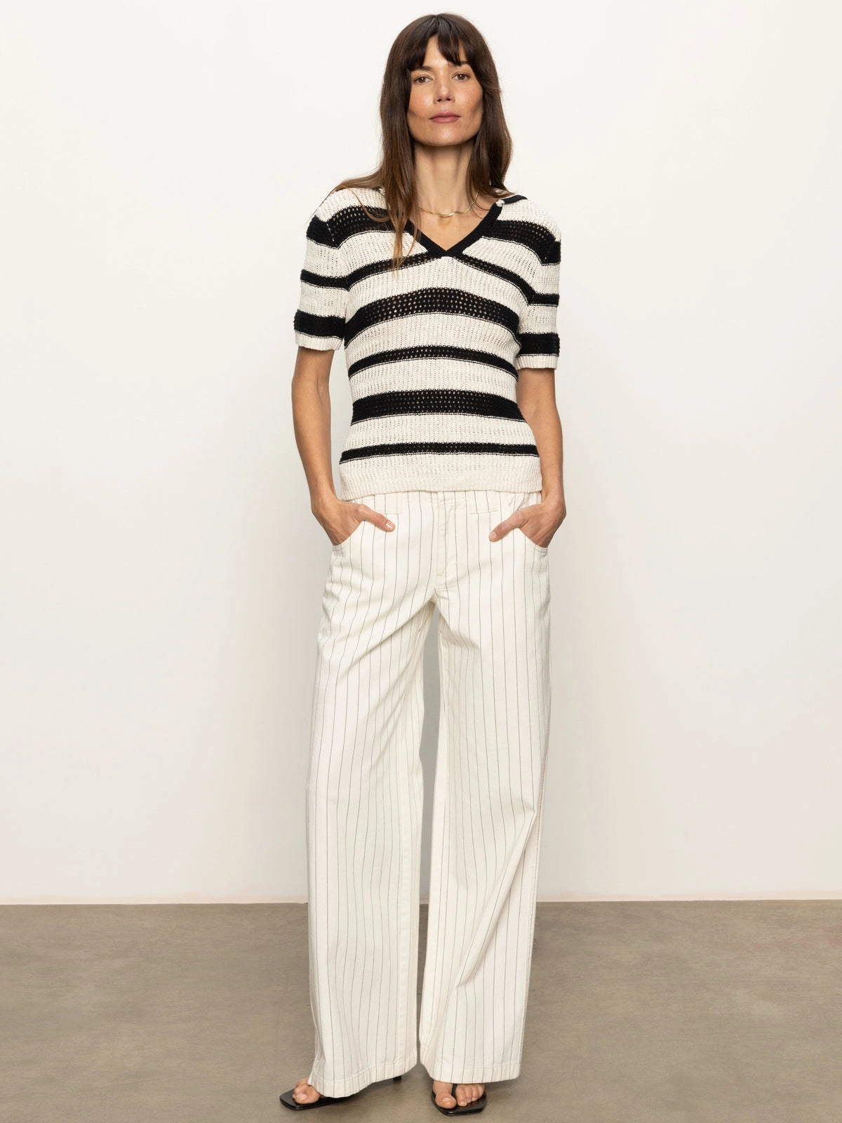 Warm Fit Knitted Collared Top Black Chalk