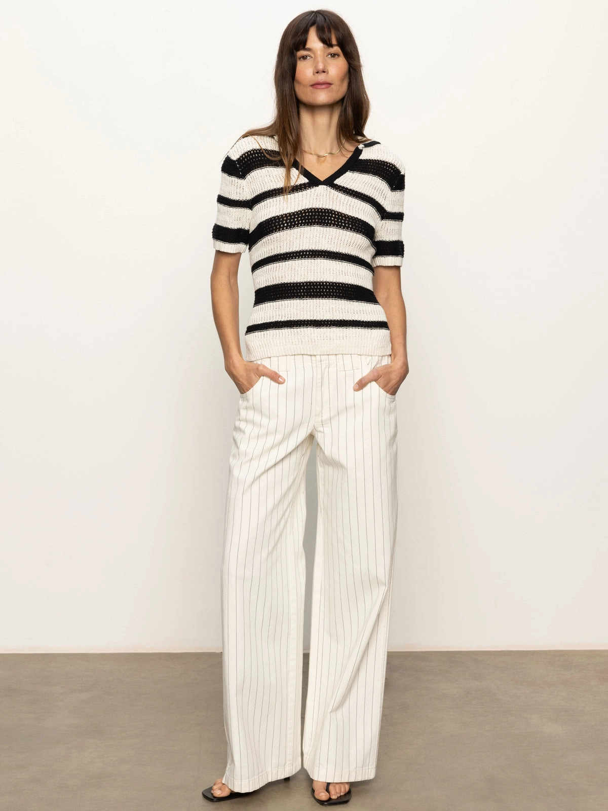 Warm Fit Knitted Collared Top Black Chalk