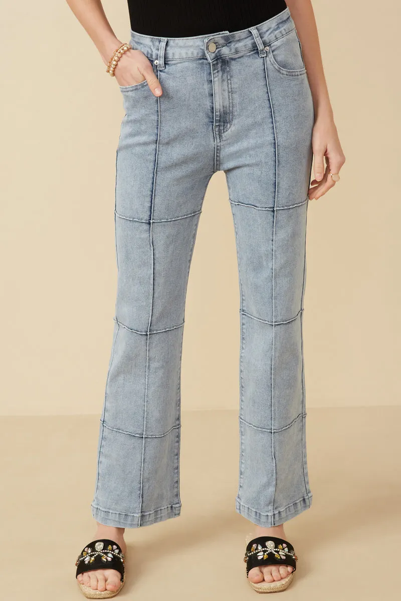Washed Paneled Detail Denim Jeans Casual Design