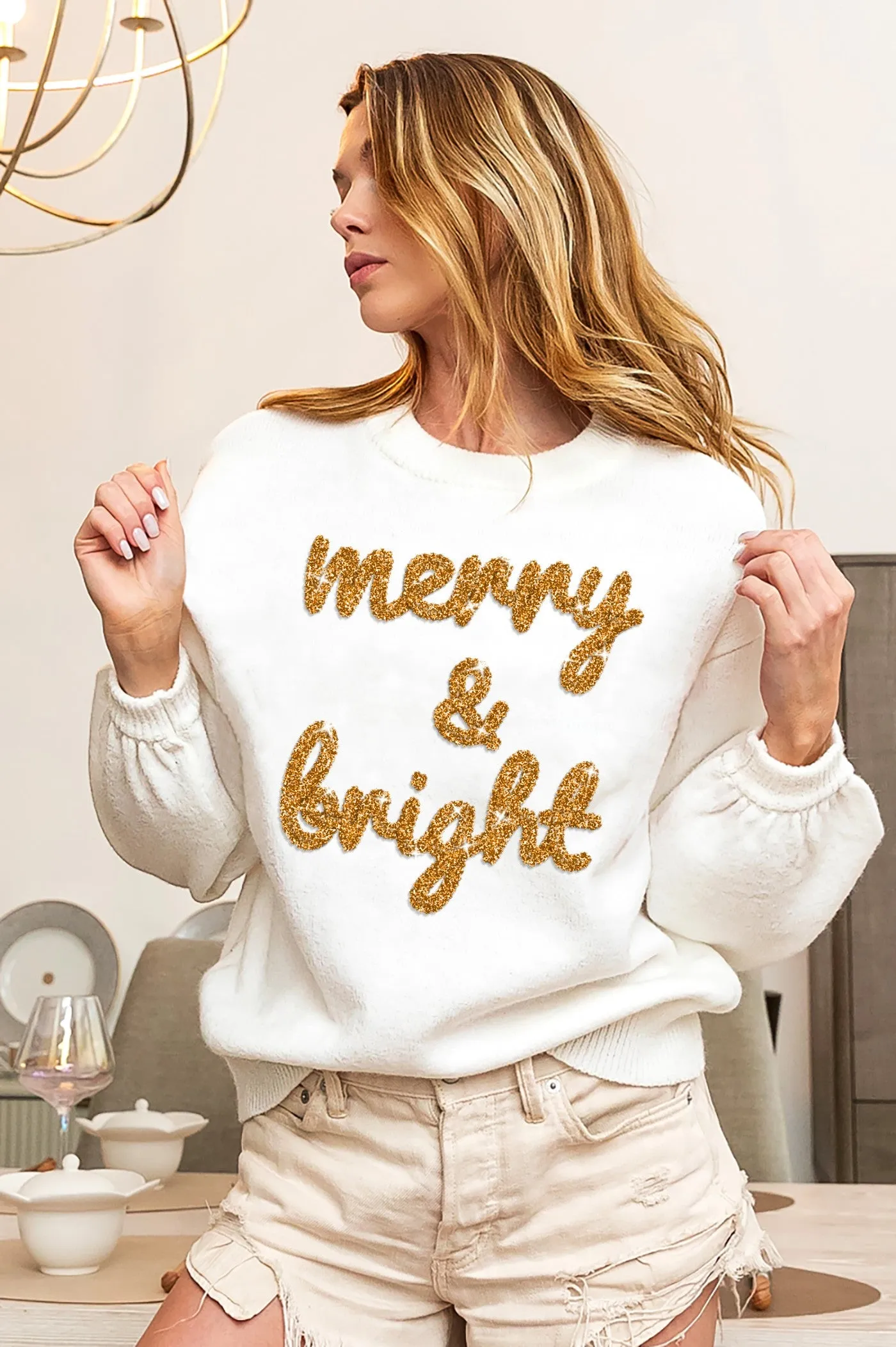 IP5685-20 | TINSEL LETTERING CHRISTMAS SWEATER All Year Soft Touch Fabric
