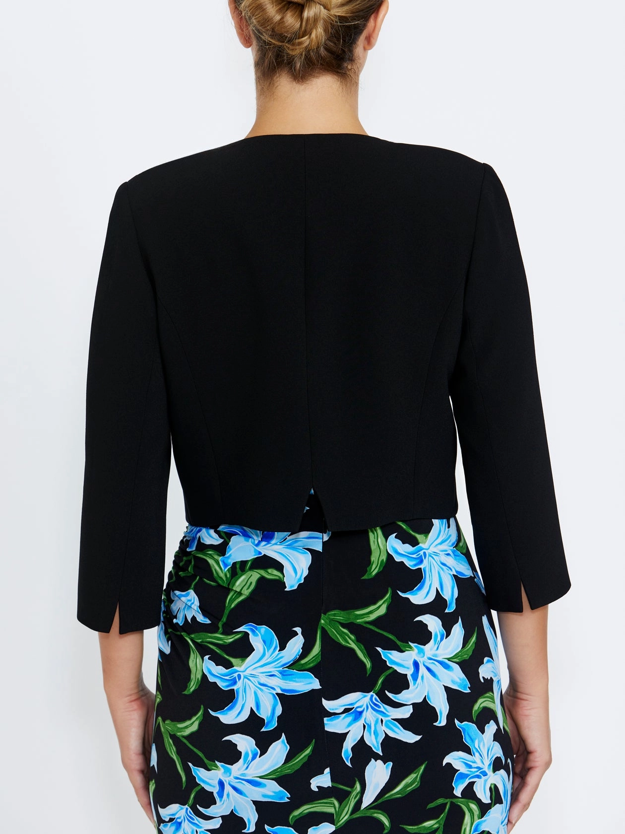 wedding out Black Crepe Single Button Jacket