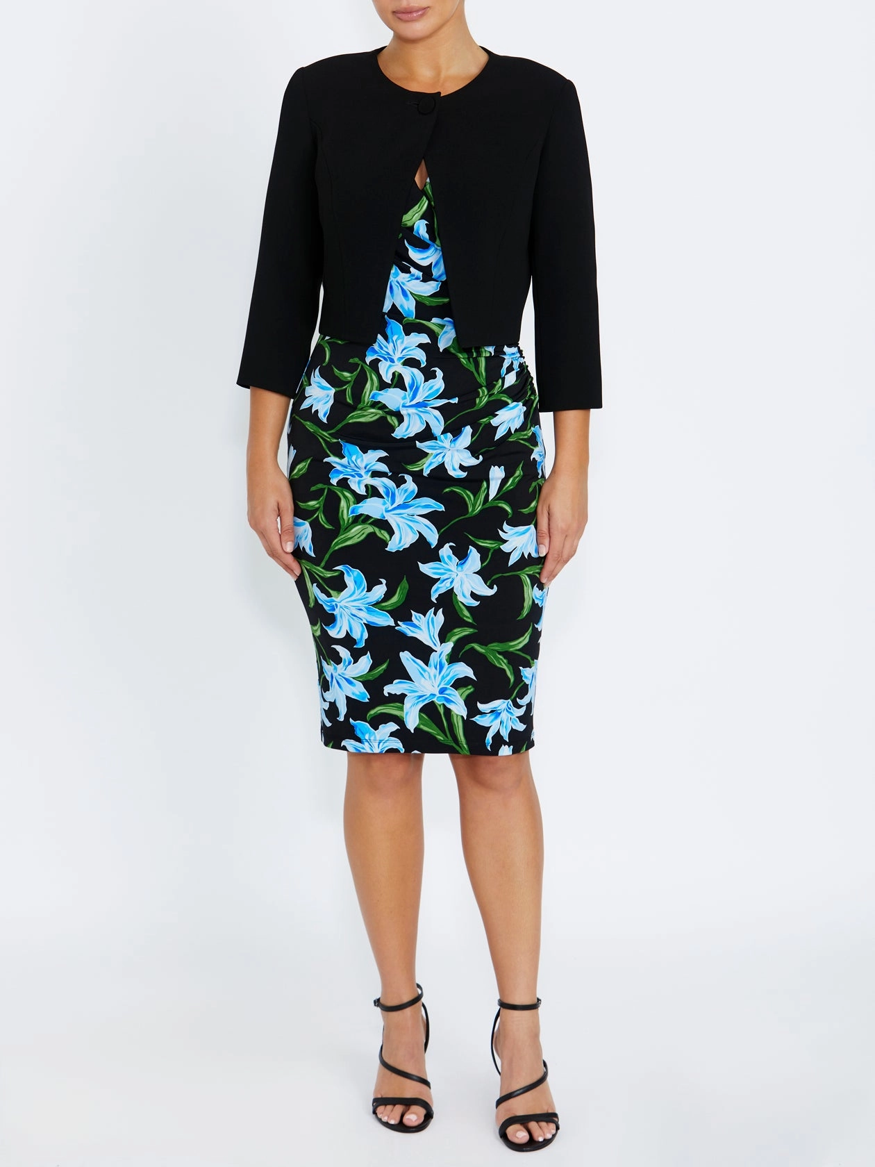 wedding out Black Crepe Single Button Jacket