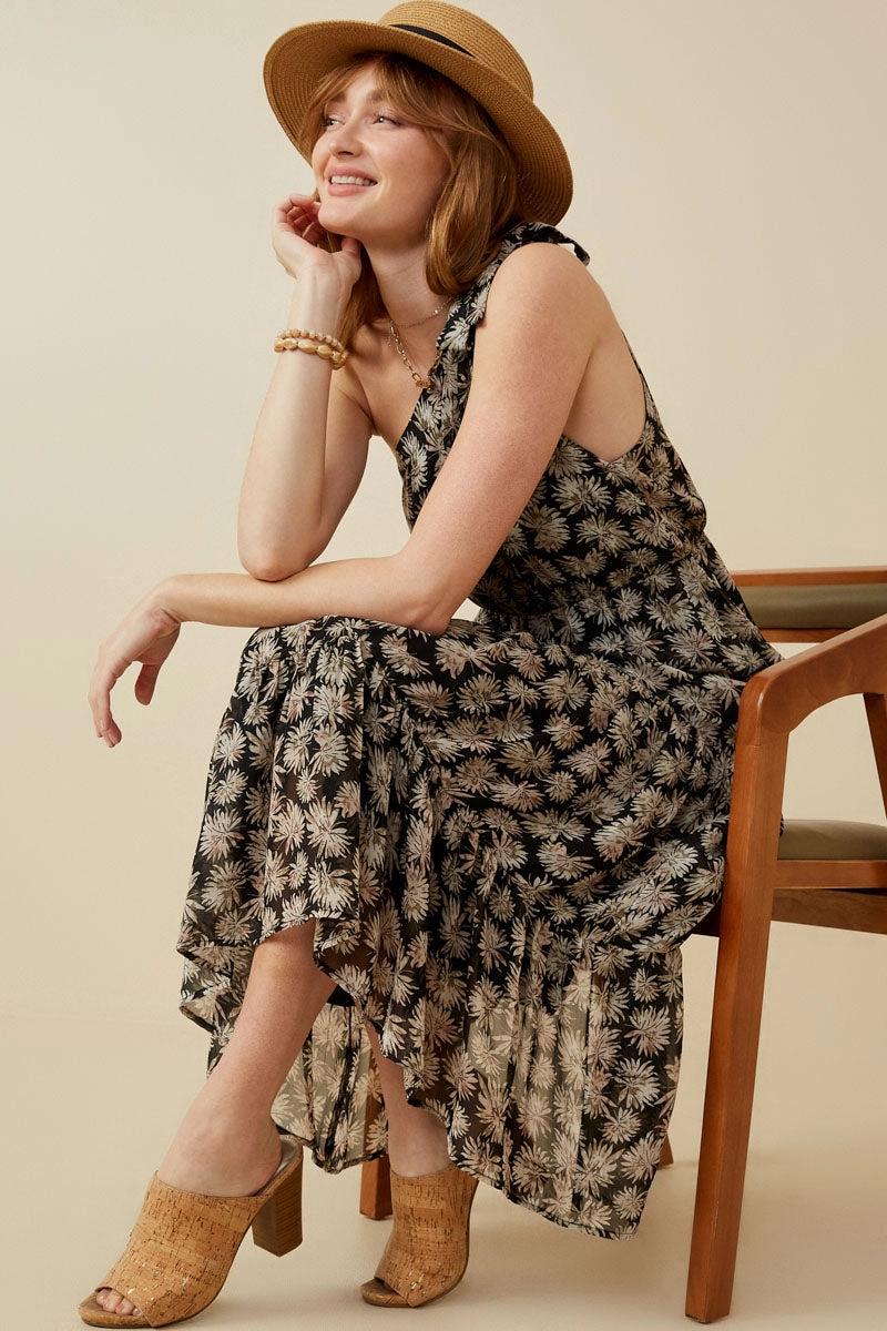 Simple yet sophisticated gown Mid Season Floral Print One Shoulder Tiered Dress