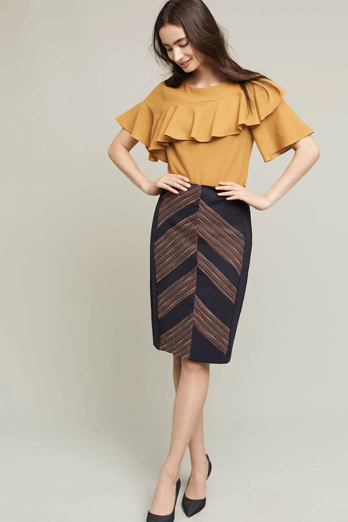 Clean Cut Streetwear Look Western Pencil Skirt