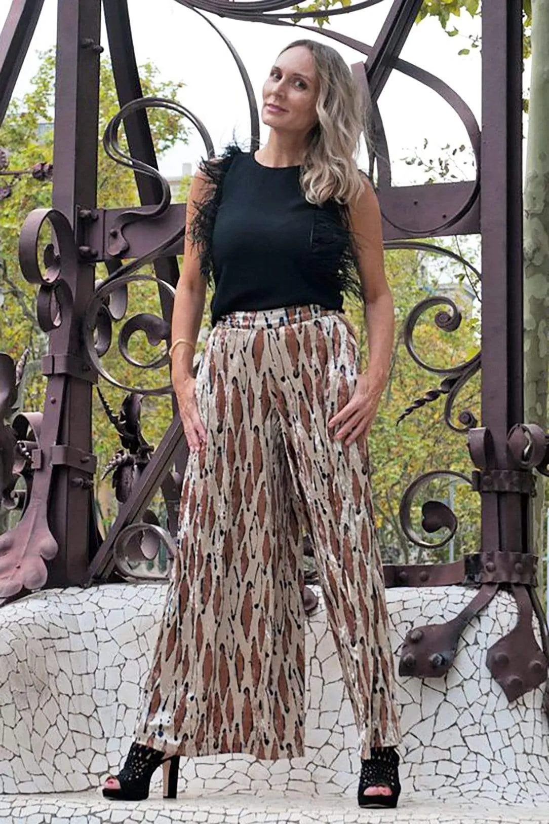 White Jovy Pants in Mod Birch