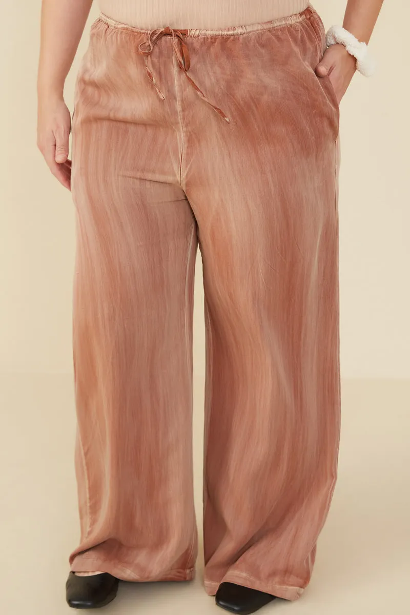 Heat Friendly Neutral Look Wide Leg Drawstring Waist Washed Tencel Pants