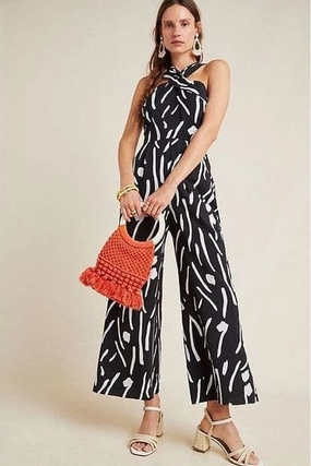 Vintage Slim Picnic Vivid Wide Leg Faith Jumpsuit - Domino
