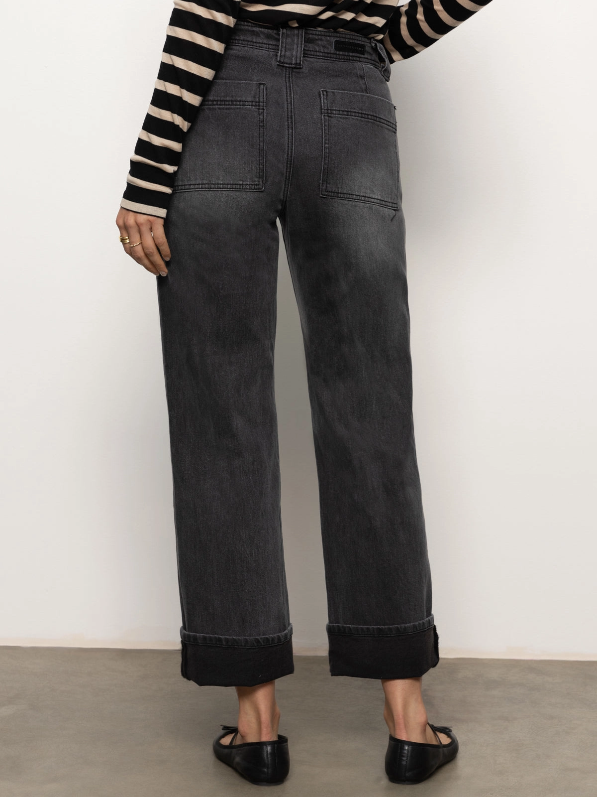 Wide-leg Luna Cuffed Standard Rise Jeans Dark Smoke