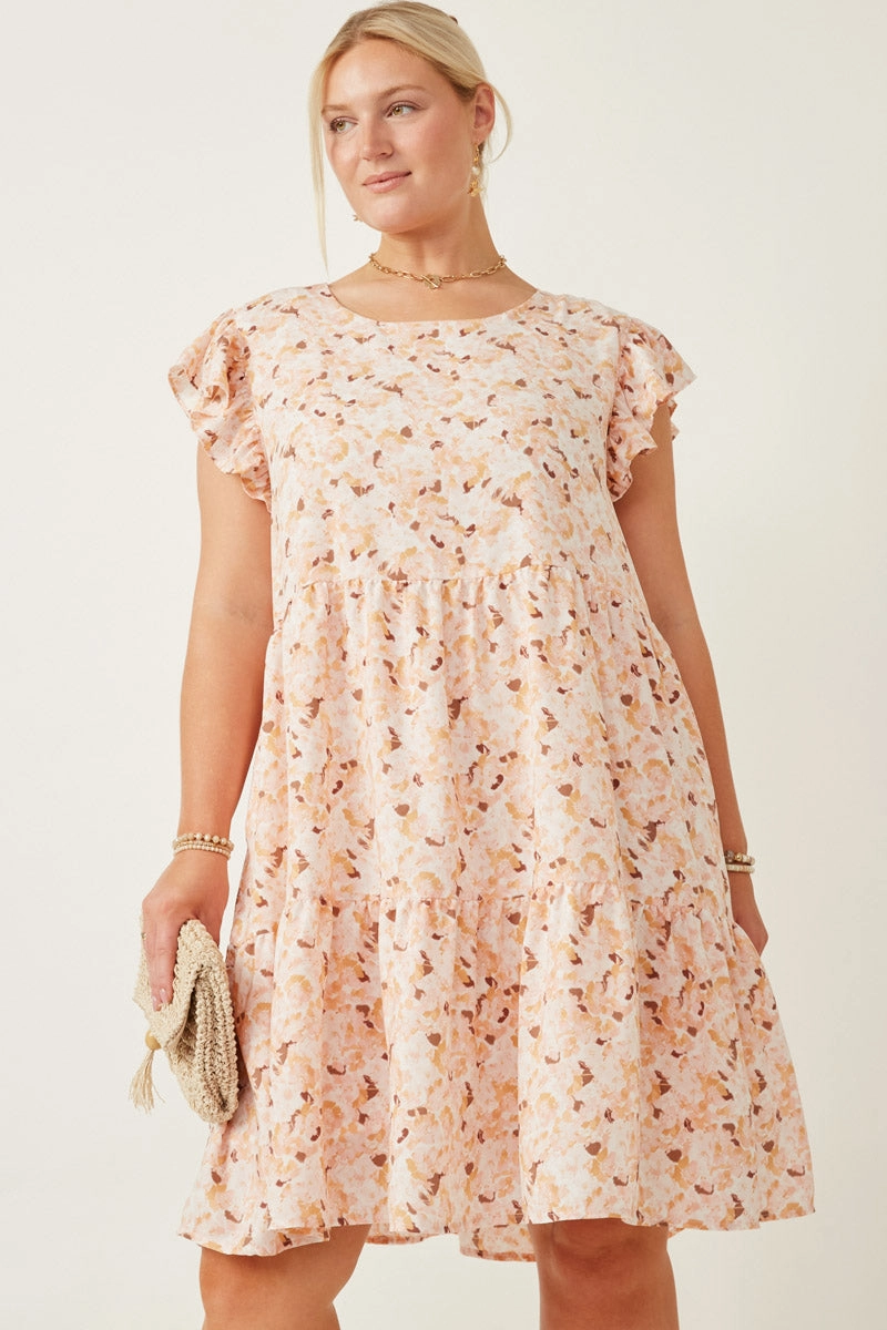 Linen Soft Satin Grace Soft Floral Ruffled Tank Dress