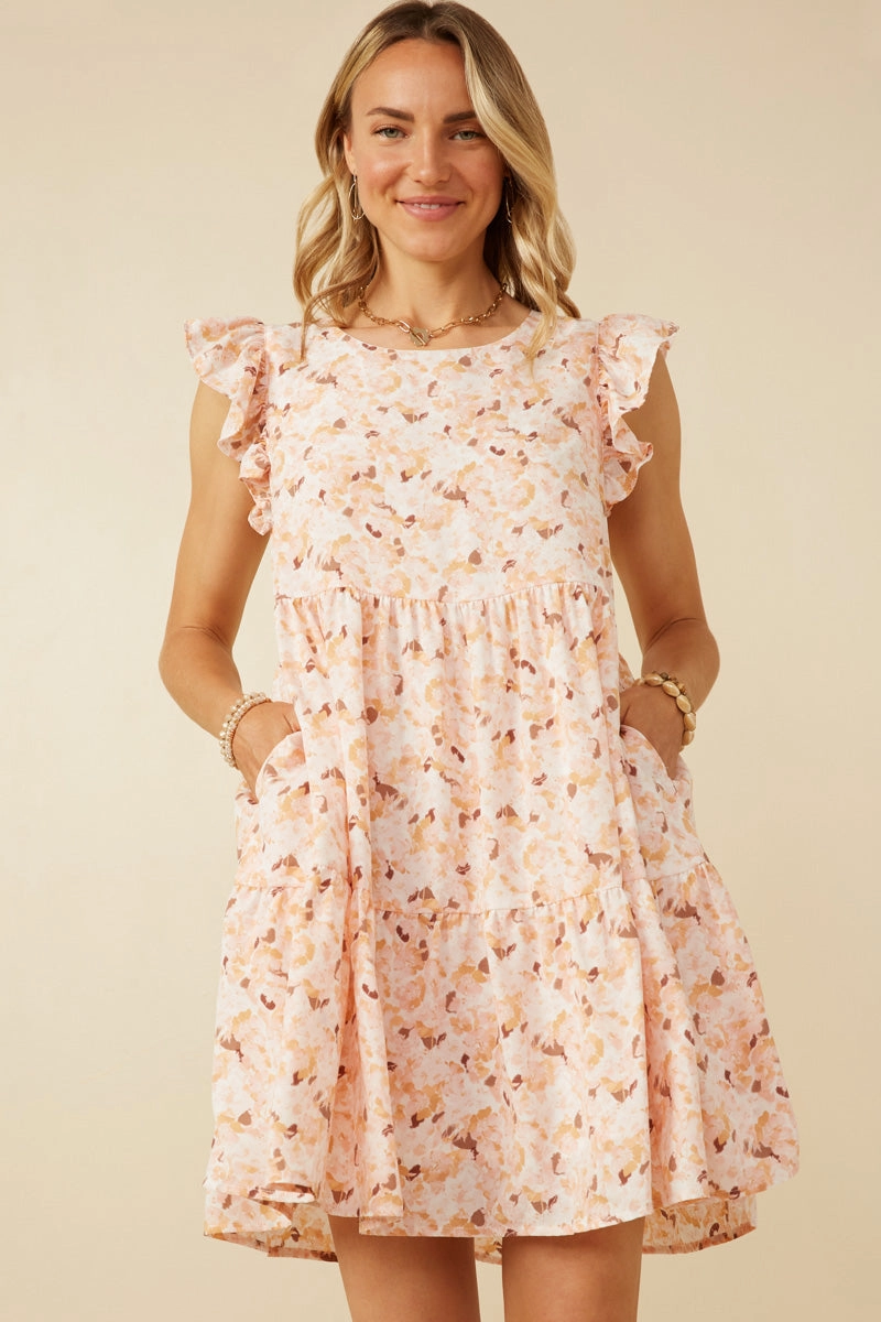 Soft Floral Ruffled Tank Dress Feminine Movement
