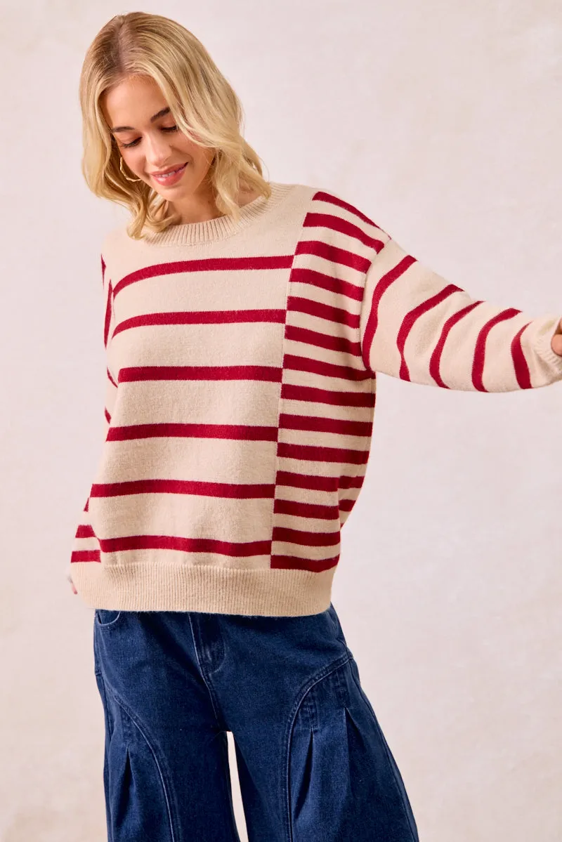 IT4373S-01 | STRIPE COMBO KNIT TOP Warm Essentials