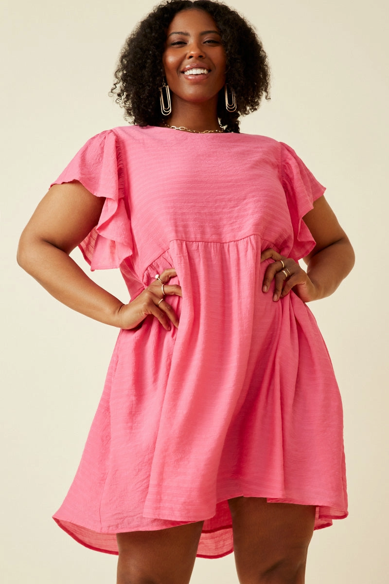 polka-dot Gemstone-Detail Puff Sleeve Textured Dress