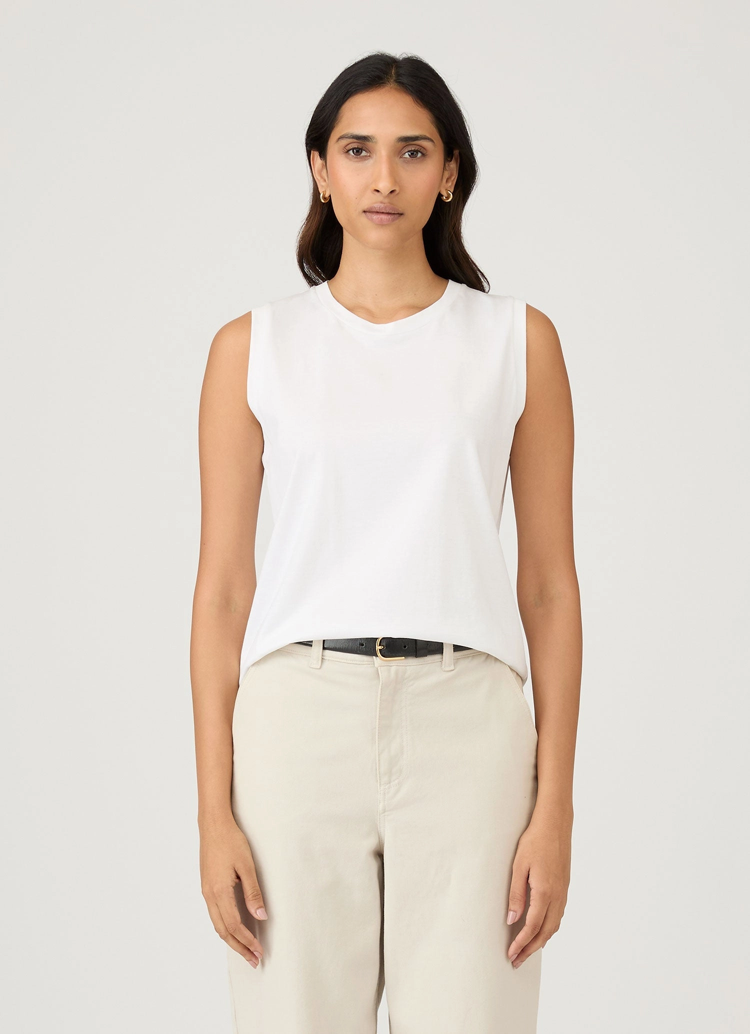 Travel Fashion Women's Boy Fit Tank in White