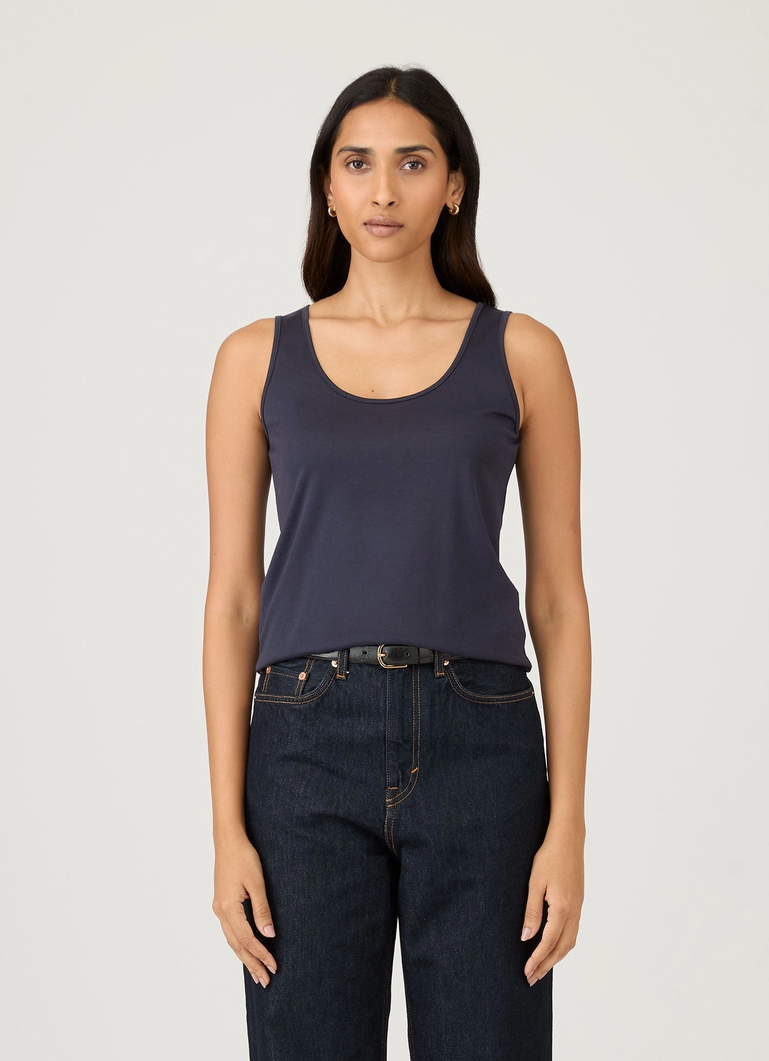 Women's Classic Vest in Navy Everyday Wear Draping