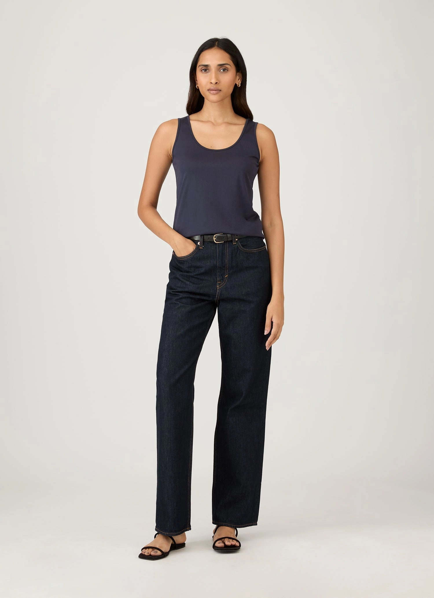 Women's Classic Vest in Navy Everyday Wear Draping