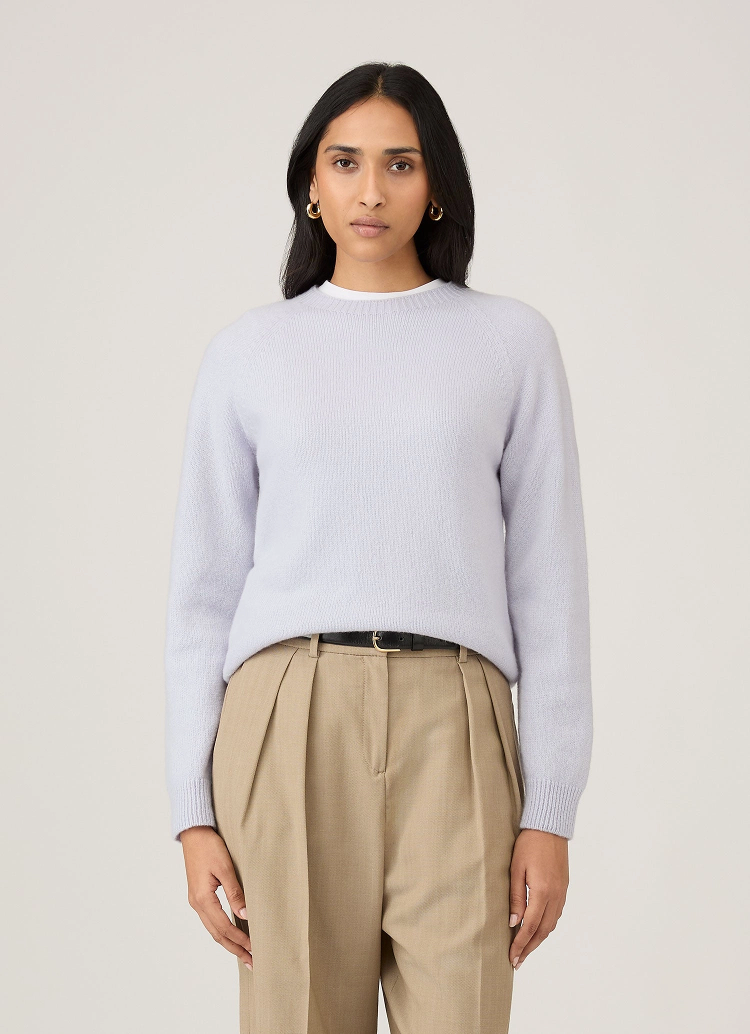 Women's Lambswool Crew Neck Jumper in Ice Blue All-day Comfort