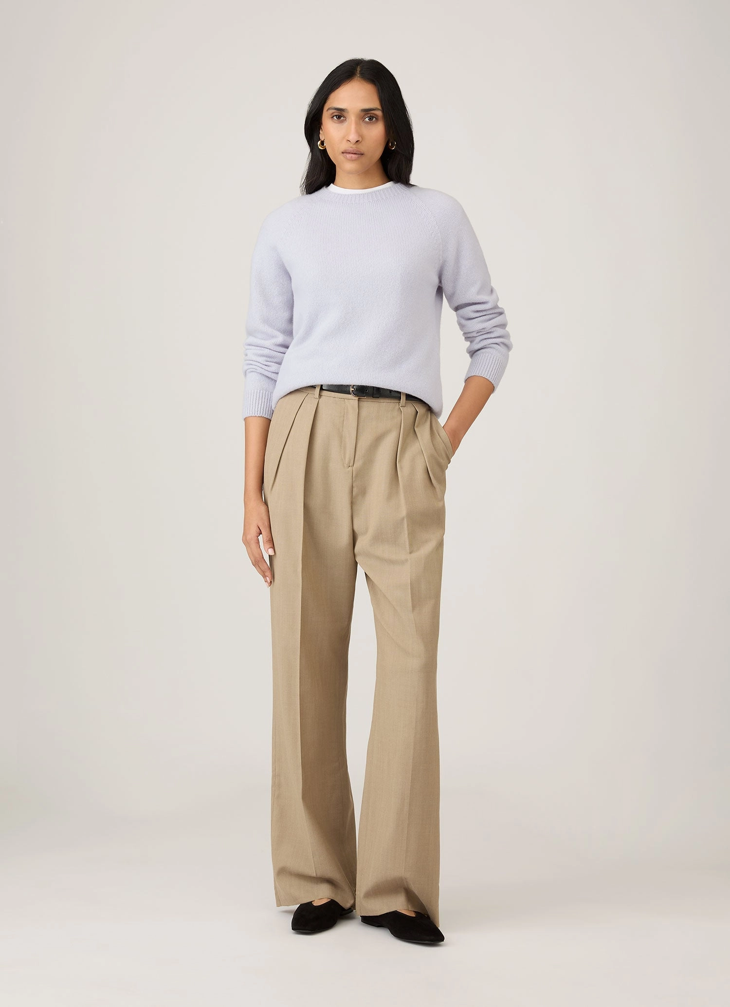 Women's Lambswool Crew Neck Jumper in Ice Blue All-day Comfort