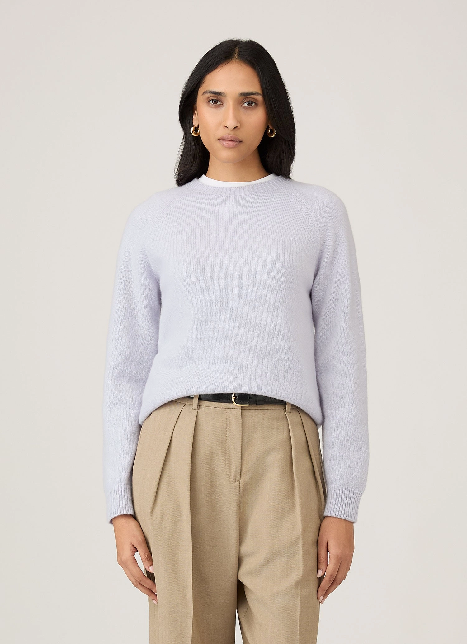 Women's Lambswool Crew Neck Jumper in Ice Blue All-day Comfort
