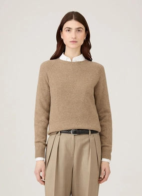 Women's Lambswool Crew Neck Jumper in Mink wool material