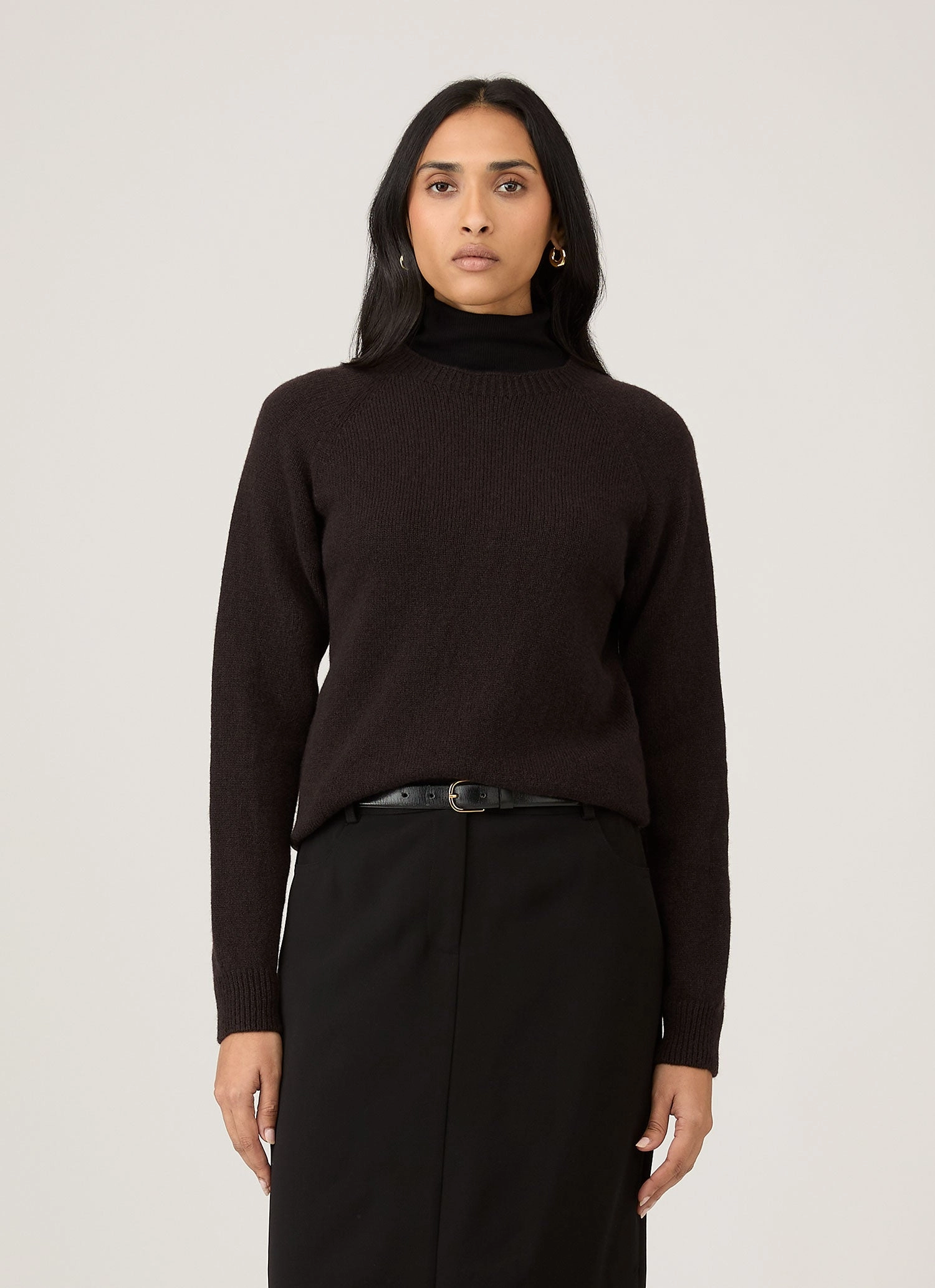 Women's Lambswool Crew Neck Jumper in Truffle chemical fiber fabric