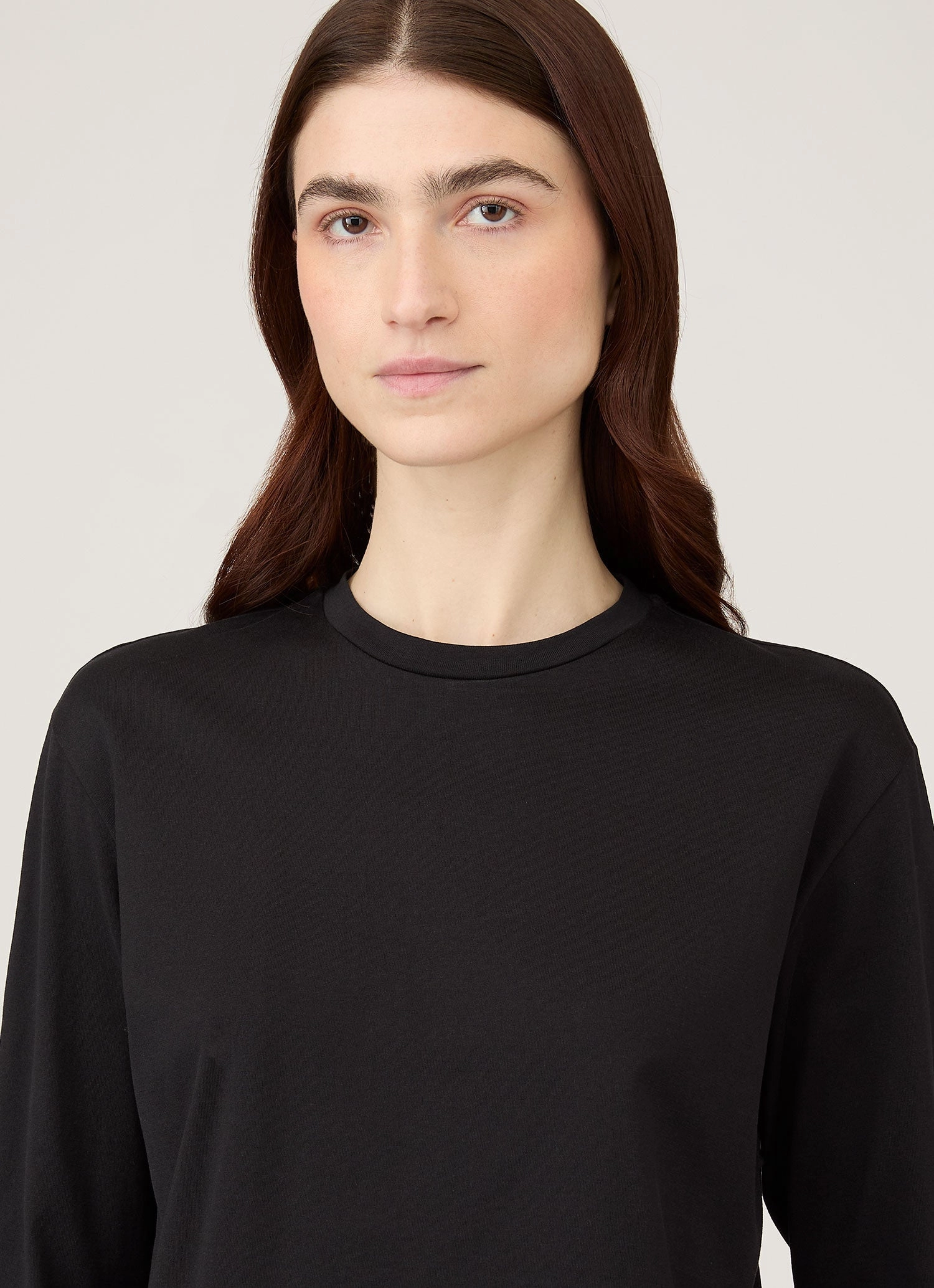 Women's Long Sleeve Boy Fit T-shirt in Black Fresh Vibe