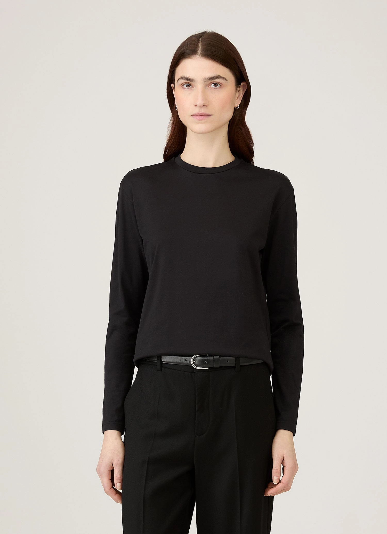 Women's Long Sleeve Boy Fit T-shirt in Black Urban Daily Look Fresh Vibes