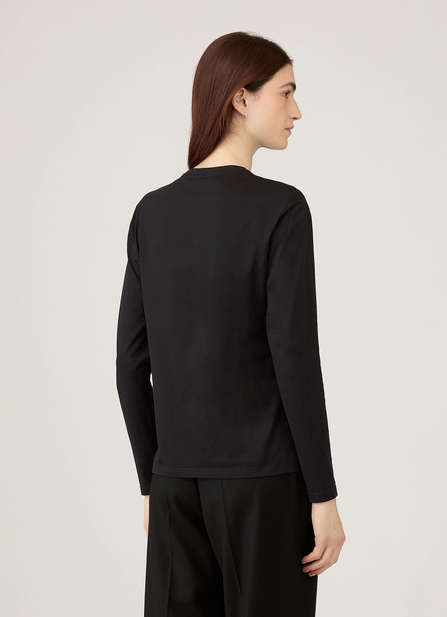 Women's Long Sleeve Boy Fit T-shirt in Black Fresh Vibe