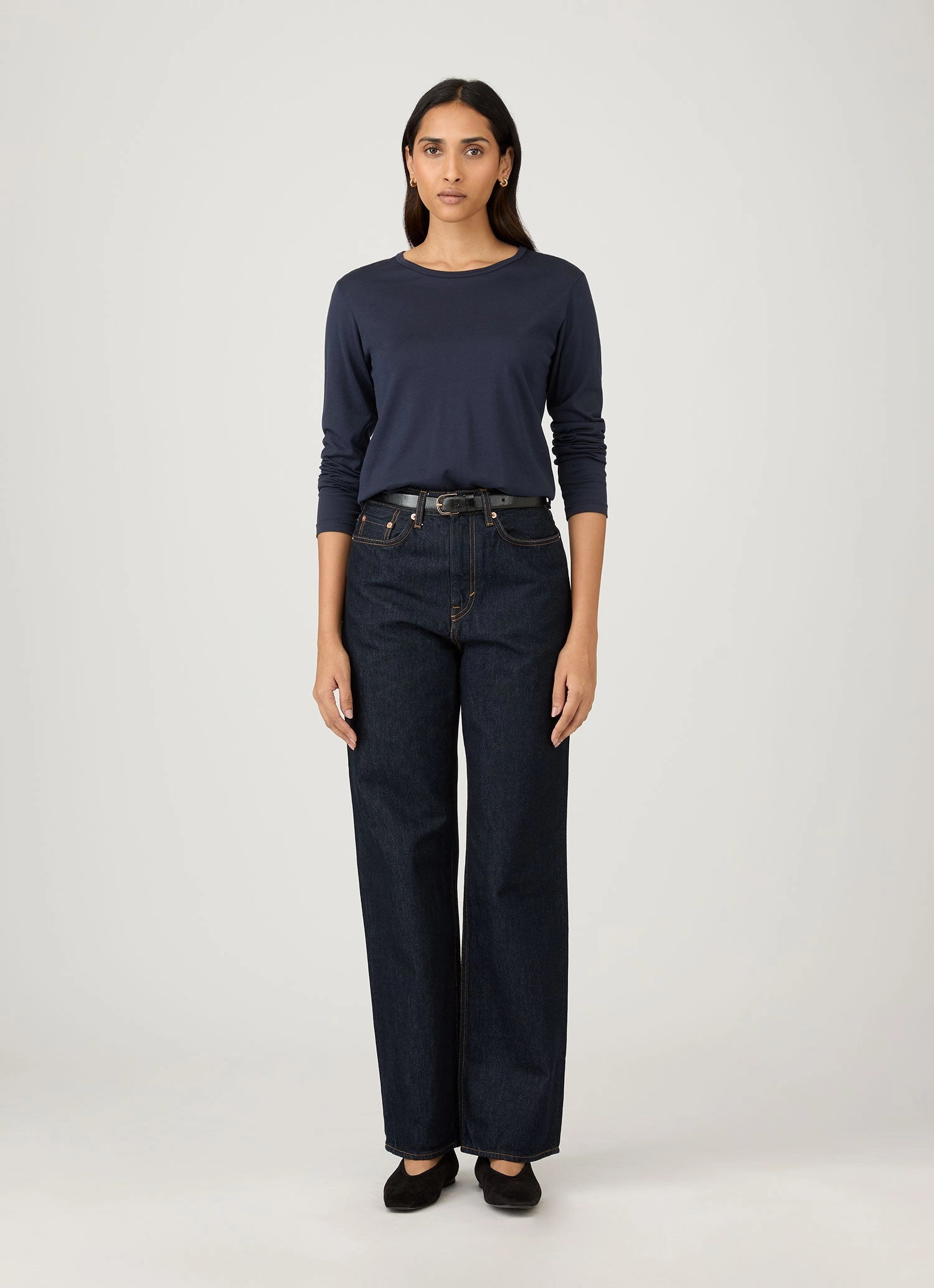 Women's Long Sleeve Classic T-shirt in Navy On-Trend Wear