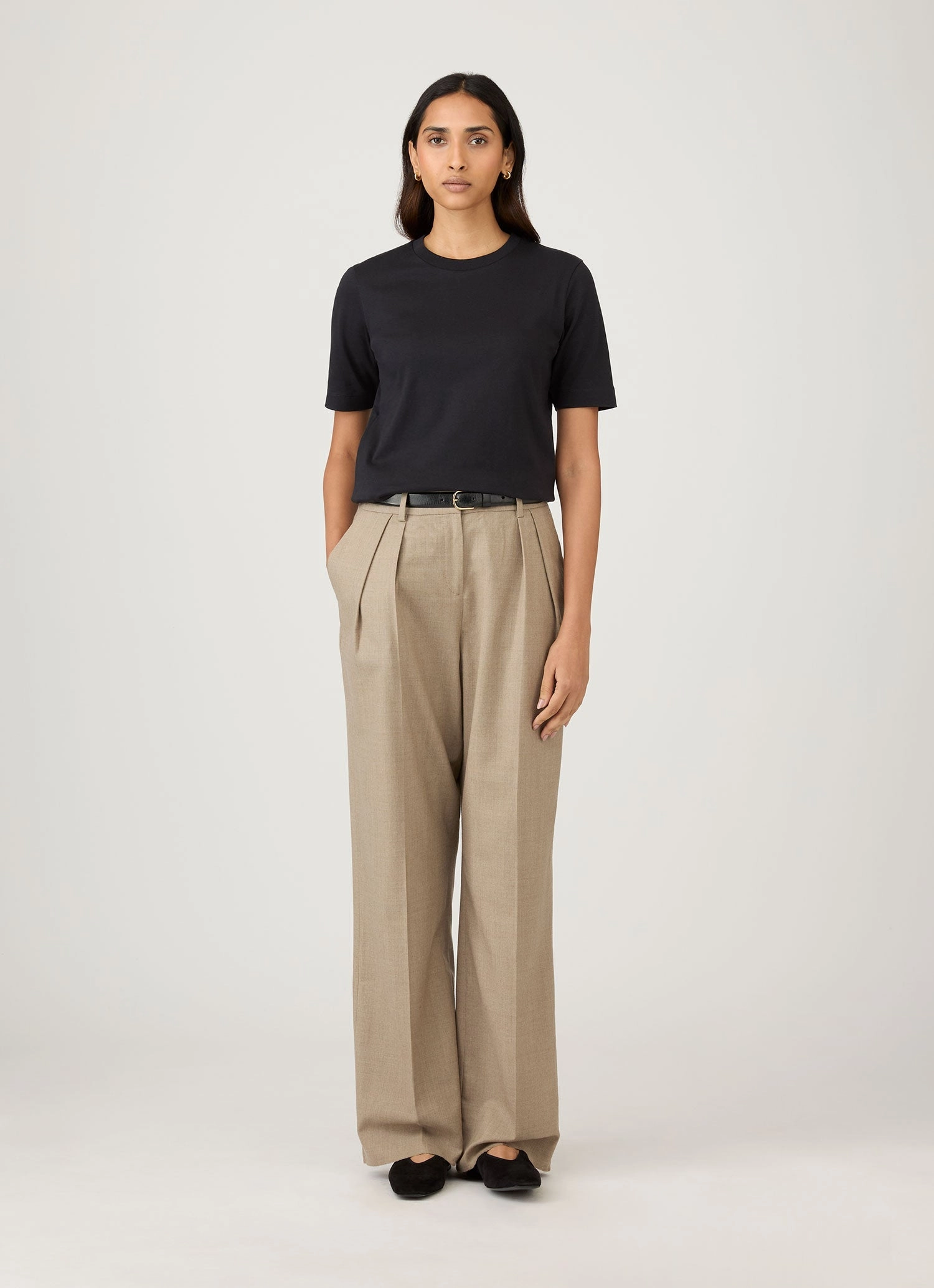 Women's Mid Sleeve T-shirt in Black On-Trend Style