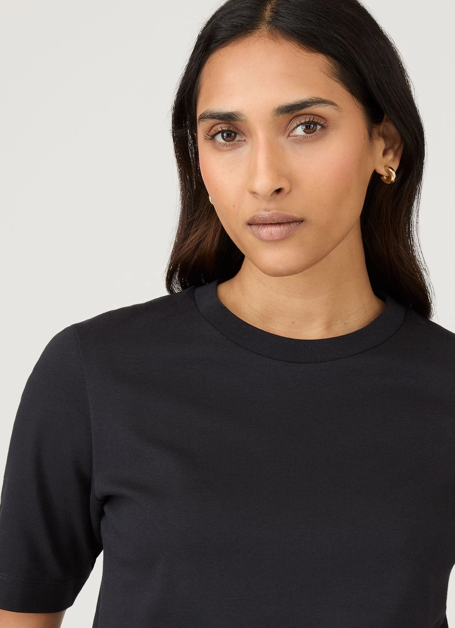 Women's Mid Sleeve T-shirt in Black On-Trend Style